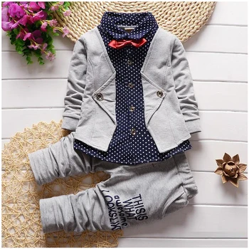 Drenge Sæt Tøj Fashion Baby drenge Bow Tie Coat Toppe Og Bukser, der Passer Høj Kvalitet Bomuld Børn Banket Herre Tøj