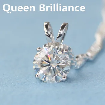 Dronning Glans Solid 18K 750 Hvid Guld Smuk 1 Ct F Farve Lab Vokset Moissanite Diamant Halskæde 4 Ben For Kvinder