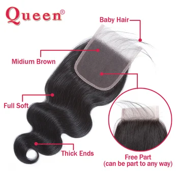 Dronning Hår Produkter Peruvianske Krop Bølge Bundter Med Lukning 3 Menneskelige Hår Bundter Med Lace Lukning Baby Hair Extensions, Væver