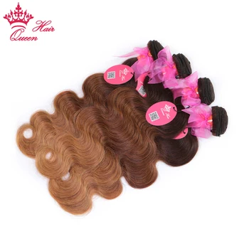 Dronning Ombre Hair Brazilian Hår Body Wave #2/6/27 Menneskehår Weave Bundter Del 3 Bundter 3 Tone Remy Hair Extensions