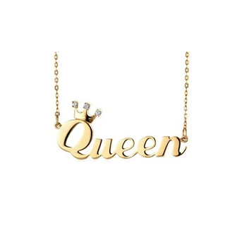 Dronning Pendent Halskæde Med StoneEngraved Crown Navn Halskæde Fødselsdag Sten Mode Crown Smykker Kvindelige Pige