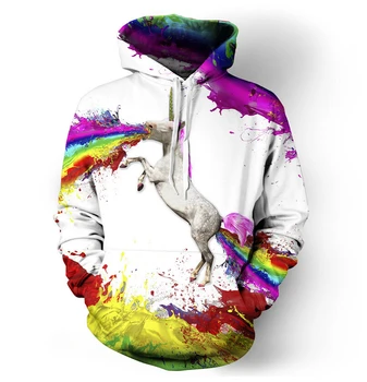 Drop shipping 3d printet Kvindelige Rainbow Unicorn Hoodie Sweatshirts Kvinder Maling Hættetrøjer Pullovere Hvislen Hoody Unisex Træningsdragter