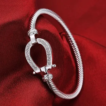 Drop shipping berømte smykker hestesko 18Kgp armbånd hvid fuld krystal armbånd lås fuld armbånd armbånd til w
