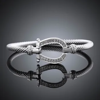 Drop shipping berømte smykker hestesko 18Kgp armbånd hvid fuld krystal armbånd lås fuld armbånd armbånd til w