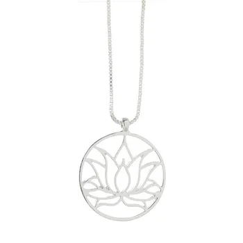 Drop Shipping Lotus blomst vedhæng Sølv Forgyldt Med Max 60cm kæde Mode Smykker Halskæder Til kvinder Bedste Ven Gave