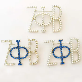 Drop shopping Guddommelige 9 ZETA PHI BETA ZPB perle med krystaller Revers Pin-Smykker til søster gave