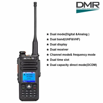 Dual Band DMR Retevis RT82 GPS, Digital Radio Walkie Talkie 5W VHF-UHF DMR IP67 Vandtæt Skinke Radio Hf Transceiver+Program Kabel
