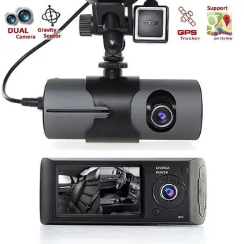 Dual Camera Bil DVR R300 med GPS og 3D-G-Sensor, 2,7