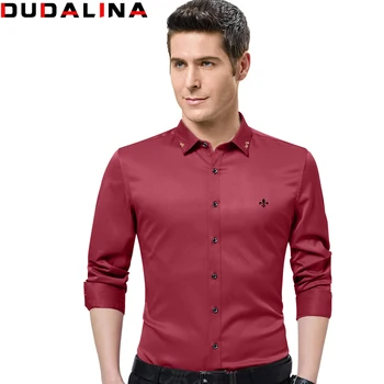 Dudalina 2017 Nye Mandlige Mænd Shirts Mandlige Langærmet ensfarvet Bomuld Slim Fit Mænds Sociale Virksomhed af Høj Kvalitet, Casual Skjorte