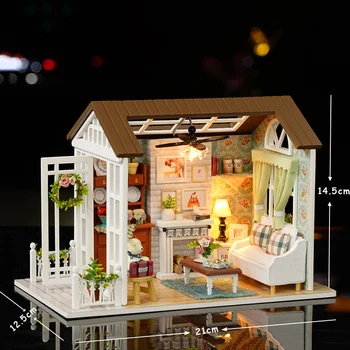 Dukkehus Diy 3D-Casa De Boneca Miniature dukkehus Model Kits, Træ-Møbler, Legetøj Fødselsdag Gaver Glad Gange Z008