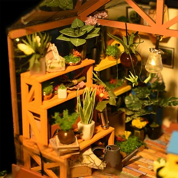 Dukkehus Miniature DIY Dukkehus Med Møbler sommerhus i Træ Legetøj For Børn Kathy ' s Flower House Robotime DG104