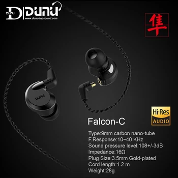 DUNU Falk-C Dynamiske in-ear-CNT (Kulstof-nanorør) Membran i-øret Hovedtelefoner Falcon C Topsound