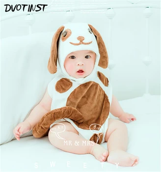 Dvotinst Nyfødte Baby Fotografering Rekvisitter Dog Halloween Purim Bodysuit+Hat Unisex Fotografia Plys Kostume Skydning Studio Kostume