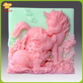 Dyr sæbe skimmel 2D silikone Sæbe polymer ler skimmel Altair og Cintara Unicorn Ponie