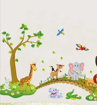 Dyr Tegnefilm Elefant Smuk Soveværelse For Børnene Fugl Wall Sticker Mode-Væg Plakat Hjem Smukt Tapet I Hjemmet Indretning