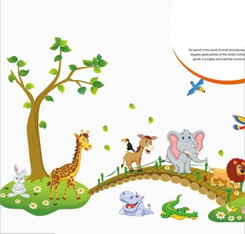 Dyr Tegnefilm Elefant Smuk Soveværelse For Børnene Fugl Wall Sticker Mode-Væg Plakat Hjem Smukt Tapet I Hjemmet Indretning