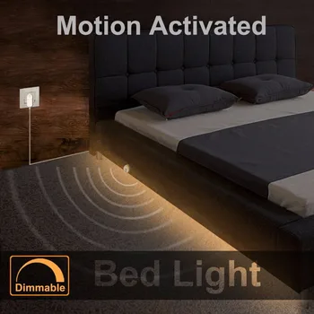 Dæmpbar Bed Lys med bevægelsessensor og Power Adapter, Under Sengen Lys Motion Aktiveret LED Strip for Baby værelse Trapper Kabinet