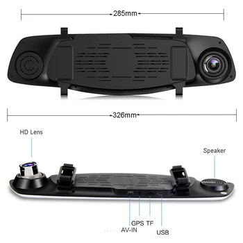 E-ACE Bil DVR 5 Tommer IPS Kamera, Fuld HD 1080P Dobbelt Linse bakspejl Videokamera Auto Video Registrator Dvr Optager Dash Cam