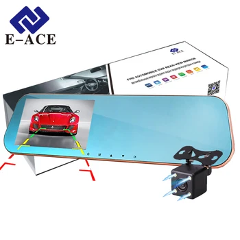 E-ACE Full HD Bil Dvr-Digital Video Optager Auto Bag-udsigt, Dobbelt-Linse Kamera bakspejlet Køretøj Registrator Dash Videokamera