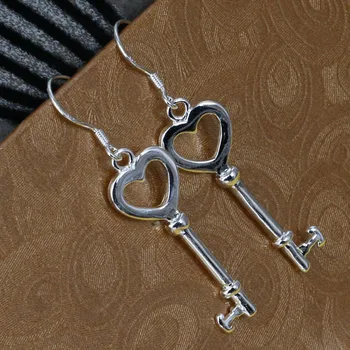 E135 Engroshandel Sølv forgyldte øreringe, sølv mode smykker, Hjerte Form Skeen Øreringe