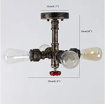 Edison Loft Vintage LED loftslamper Med 4 Lys Stue Industrielle vandrør Loft Lampe Belysning i hjemmet