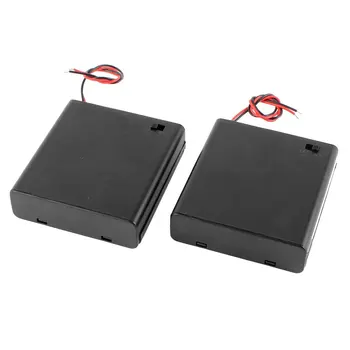 EDT-2 Stk 4 x AA 6V Batteri Holder Tilfælde Boks Wired ON/OFF Switch w Cover