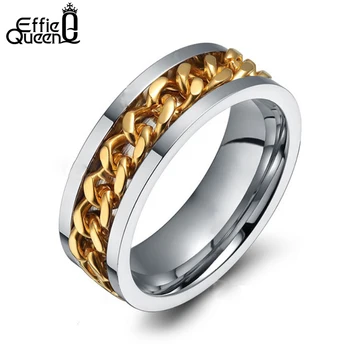 Effie Dronning Nye Trendy Smykker i Titanium Stål Mænd Kvinder Finger Ring med Kæde Nedfældning Ferie Gaver Individuelle Stil Ringe WTR26