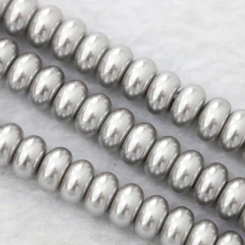 Efterligning flerfarvet hvid sølv-grå 4x6mm 5x8mm rondelle pearl løse perler charms perler smykker at gøre 15inch B1078