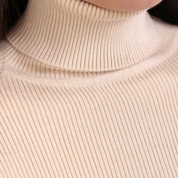 Efteråret mellemlang lang elastisk sweater lang-ærmet trøje kvindelige pullover turtleneck sweater, trøjer, vinter