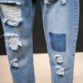 Efteråret Nye Mode Hul Jeans Mænd Bukser Rippet Nødlidende Jeans koreanske Tendens Stor Størrelse 5XL Blå plet Street Denim Bukser til Mænd