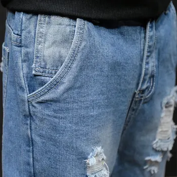 Efteråret Nye Mode Hul Jeans Mænd Bukser Rippet Nødlidende Jeans koreanske Tendens Stor Størrelse 5XL Blå plet Street Denim Bukser til Mænd
