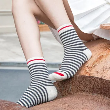 [EIOISAPRA]Stribet Nogle Garn Happy Socks Women Japan Varme Sokker Harajuku Casual Terry Meias Unisex I Røret Calcetines Mujer