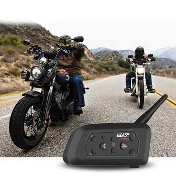 EJEAS V6 Bluetooth-Hjelm Intercom Moto Motorcykler Communicator FM-Headset Dommeren Med Mic 1200m Samtaleanlæg Til 6 Ryttere BT S2