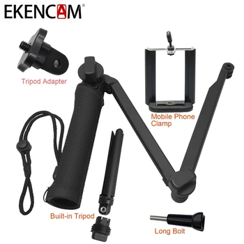 EKENCAM 3-Vejs Stativ Monopod Selfie Stick Udskydelig Arm Mount til GoPro Hero6 5 4 3 H9 H9r C30 C30r SJCAM Pole Tilbehør