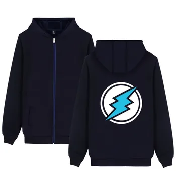 Electroneum Logo Print Hoodie-Lynlås Blokkæden Electroneum Bomuld Sweatshirt ZIp-Up Bitcoin Electroneum lad os starte Shirt