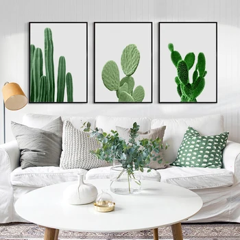 Elegant Poesi Grønne Planter Kaktus, Enkel Dekoration A4 Lærred Maleri Print Plakat Billede Væg Kunst Soveværelser Hjem Dekorative
