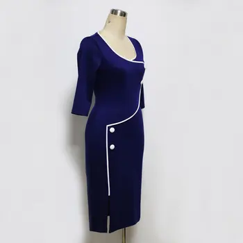 Elegante Kvinder Vintage Kontor Arbejde Casual Kjole Med 3/4 Ærme Business-Bodycon Kvindelige Blyant Plus Size Dame Kjoler Vestidos 2018