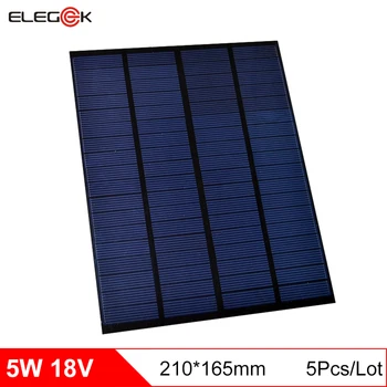 ELEGEEK 5pcs 5W 18V Polykrystallinsk solcellepanel PET Mini Solcelle Panel Oplader for 12V Batteri DIY Solar System