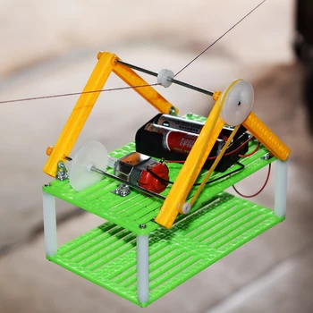 Elektrisk sightseeing kabel bil model/klatre reb walking basket/videnskabelige fysik eksperimentel Pædagogisk legetøj/DIY dele legetøj