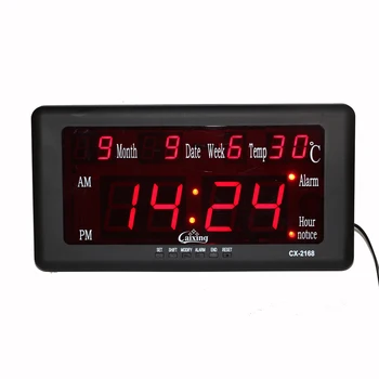 Elektronisk Digital LED Alarm Ur vægur Stor Skærm, Temperatur Dato i Kalenderen Uge Kickout Stå for Bordplade Placering