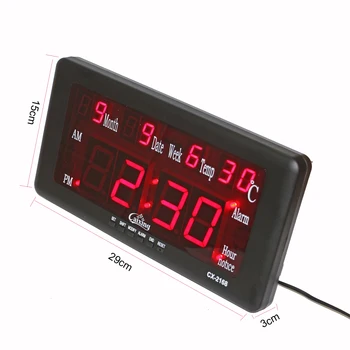 Elektronisk Digital LED Alarm Ur vægur Stor Skærm, Temperatur Dato i Kalenderen Uge Kickout Stå for Bordplade Placering