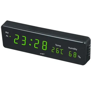 Elektronisk led væg ur med temperatur og luftfugtighed display Home moderne led-ur med alarm EU plug digital led-ur