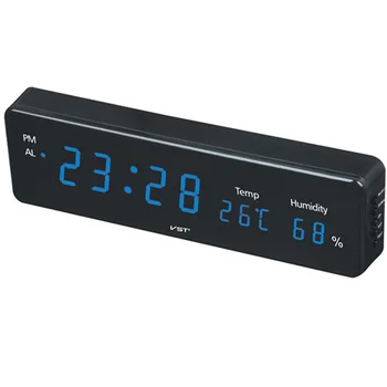 Elektronisk led væg ur med temperatur og luftfugtighed display Home moderne led-ur med alarm EU plug digital led-ur