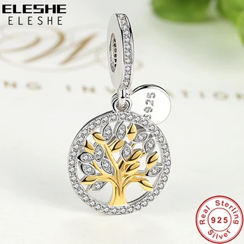 ELESHE 925 Sterling Sølv stamtræ Crystal Charms Perler Passer Oprindelige ELESHE Armbånd, Vedhæng DIY Autentisk smykkefremstilling