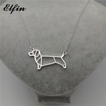 Elfin Origami Gravhund Halskæde Guld Farve Sølv Farve Hund Smykker Kvinder Gravhund Halskæde Steampunk