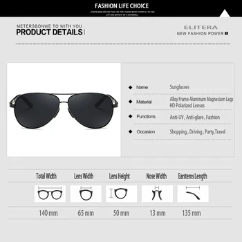 ELITERA Aluminium Magnesium Mærke Polariserede Solbriller Mænd Nyt Design, Fiskeri, Kørsel Sol Briller Brillerne Oculos Gafas De Så E210