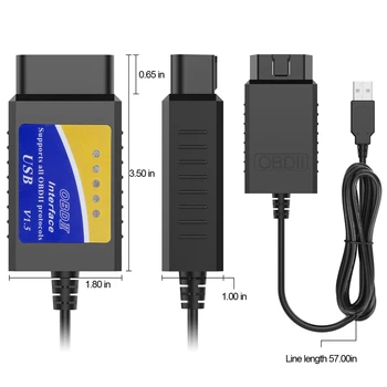 ELM327 usb-V1.5 OBD-2 ELM 327 USB-Interface CAN-BUS-Scanner i Diagnostisk Værktøj-Kode Læser Støtte OBD-II Protokoller diagnoseværktøj