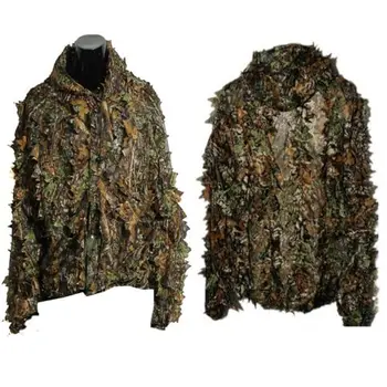 ELOS-Polyester Holdbar Offentlig Skov Sniper Ghillie Suit Kit Kappe Militære 3D Blad Camouflage Camo Jungle på Jagt Birding