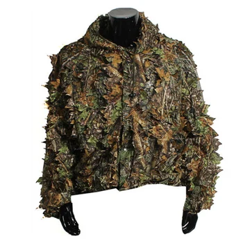 ELOS-Polyester Holdbar Offentlig Skov Sniper Ghillie Suit Kit Kappe Militære 3D Blad Camouflage Camo Jungle på Jagt Birding