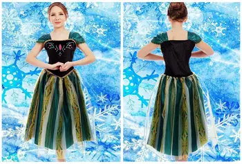 Elsa&Anna Fødselsdag Fashion Is Snow Queen Part Cosplay Kostume Kjole Voksne Piger Dame, Askepot Og Snehvide Prinsesse